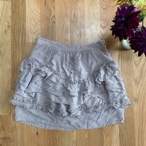 Anthropologie Leifsdottir Silk Tan Ruffle Skirt